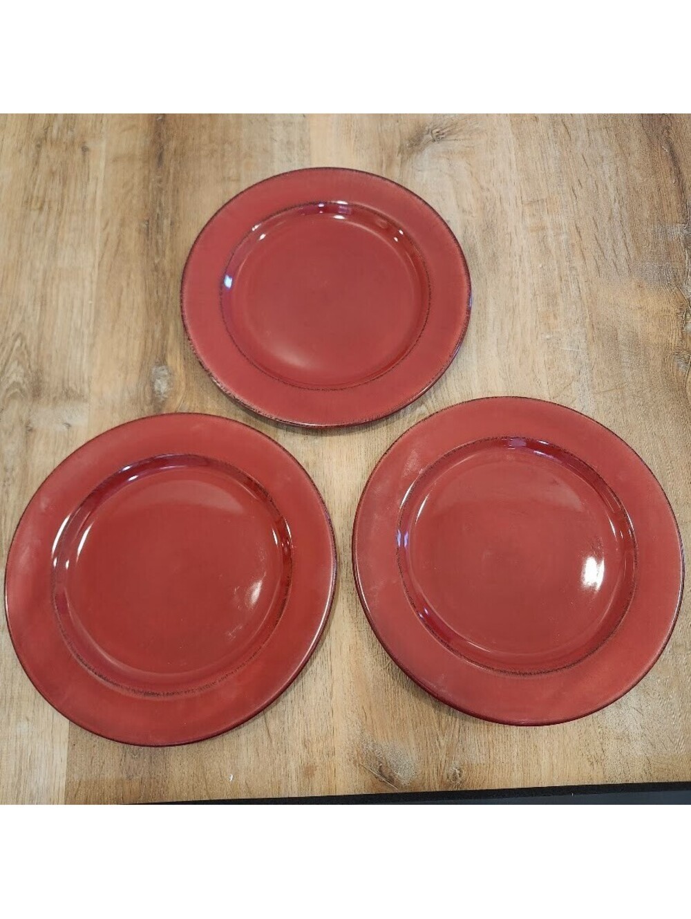 Pier 1 Toscana Burgund Italy Dinner Plates Set of 3 Hand Painted Earthenware 11"
